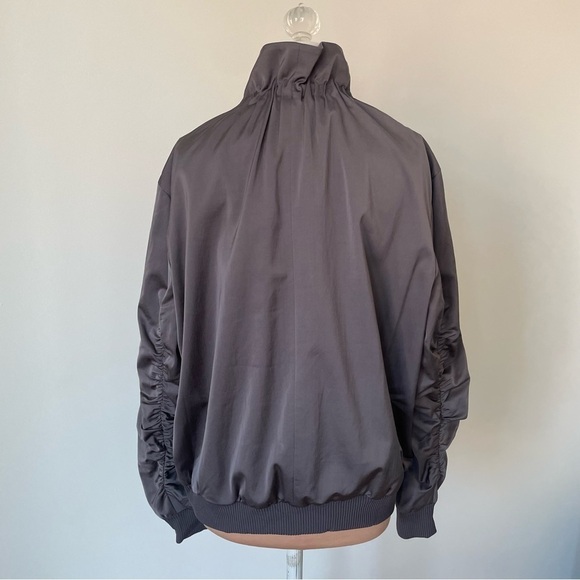 Lafayette 148 New York Rock Gray Kiki Satin Viscose Bomber Jacket NWT Size M - Picture 6 of 11